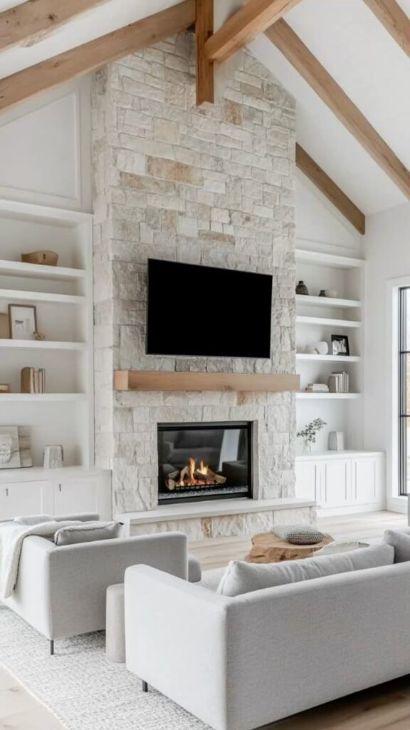 fireplace wall fort myers modern media wall with storage and lighting